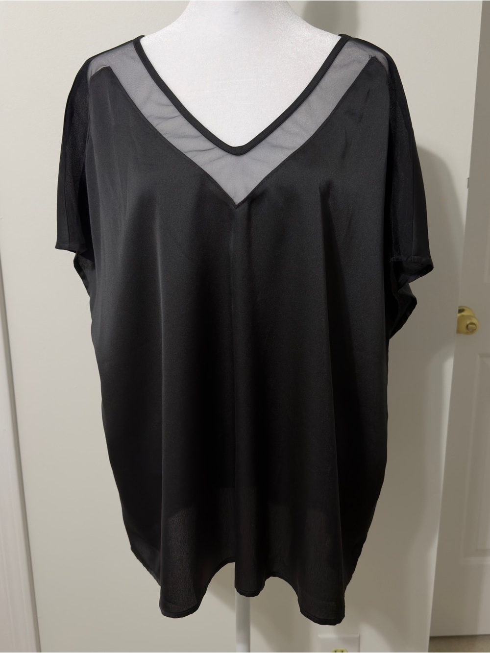 Black Short‑Sleeve Blouse 2XL